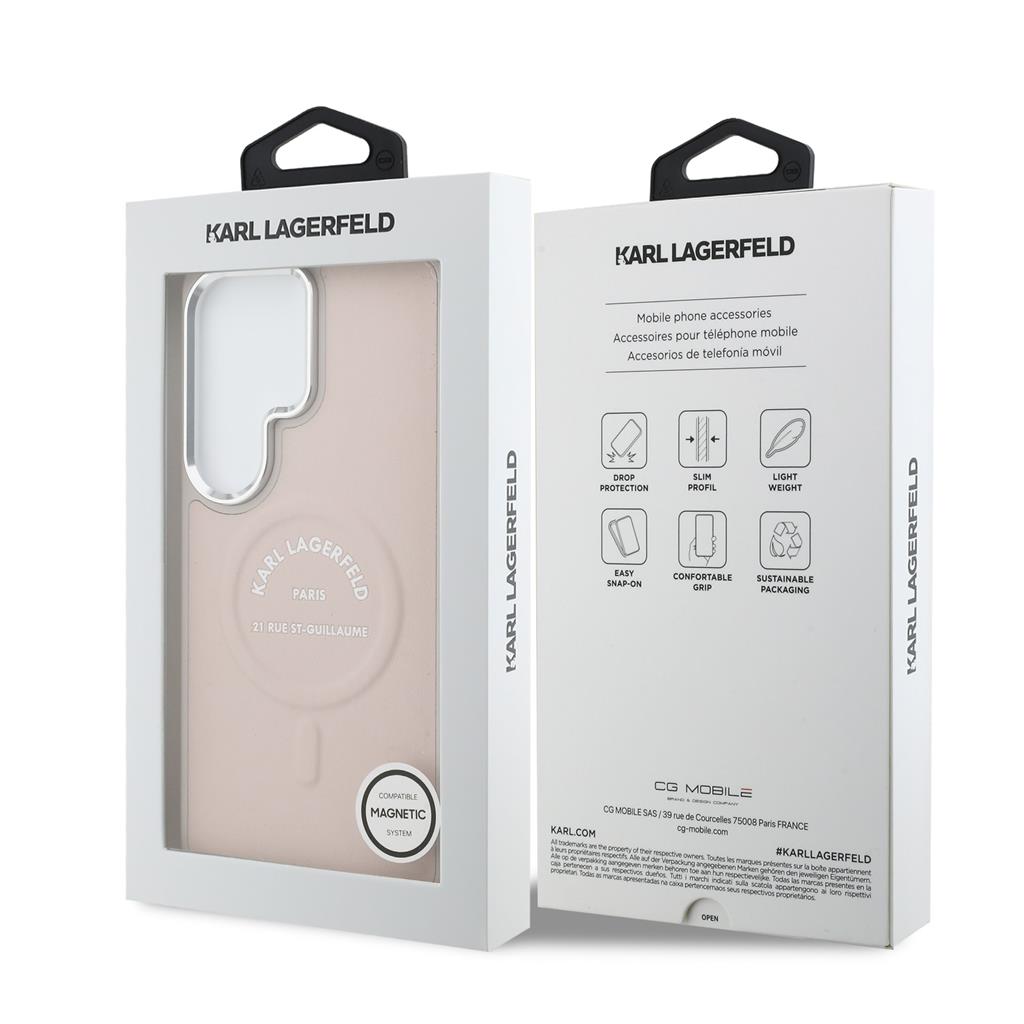 Karl Lagerfeld PU RSG Logo Magnetic tok Samsung Galaxy S26 Ultra (Rózsaszín) - KLHMS26LPSKRSGEP