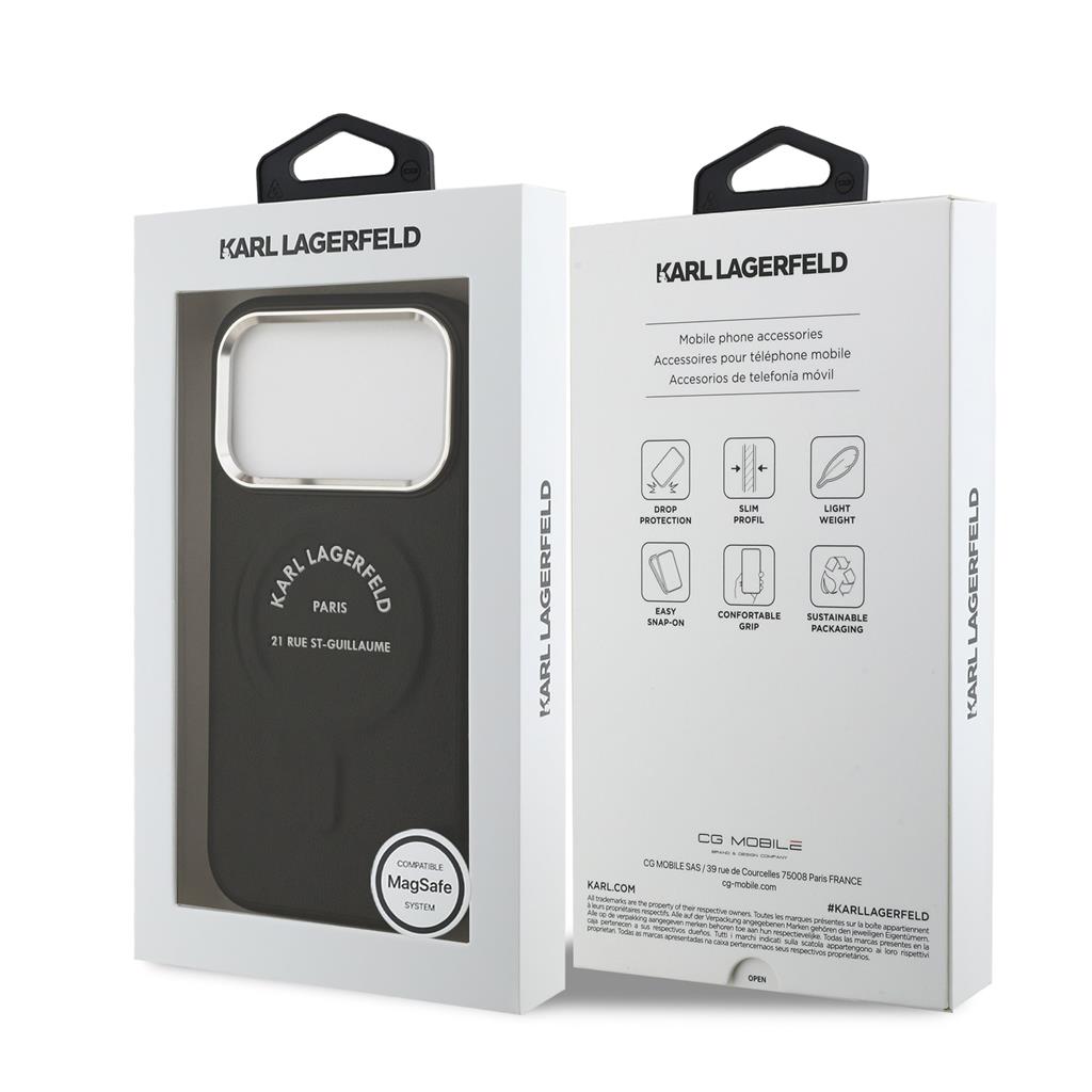 Karl Lagerfeld PU RSG Logo MagSafe tok iPhone 17 Pro (Fekete) - KLHMP17LPSKRSGEK