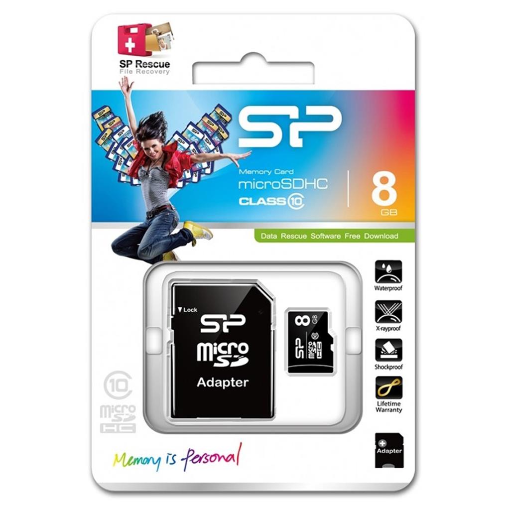 Silicon Power microSDHC + adapter 16GB class10 memóriakártya 0