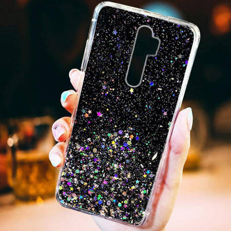 Samsung Galaxy A03S glue glitter hátlap tok, (Fekete) 0