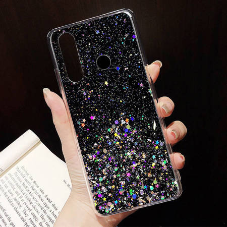 Samsung Galaxy A03S glue glitter hátlap tok, (Fekete) 1