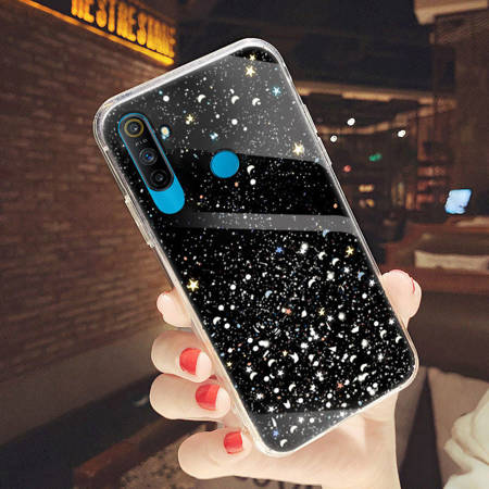 Samsung Galaxy A03S glue glitter hátlap tok, (Fekete) 2