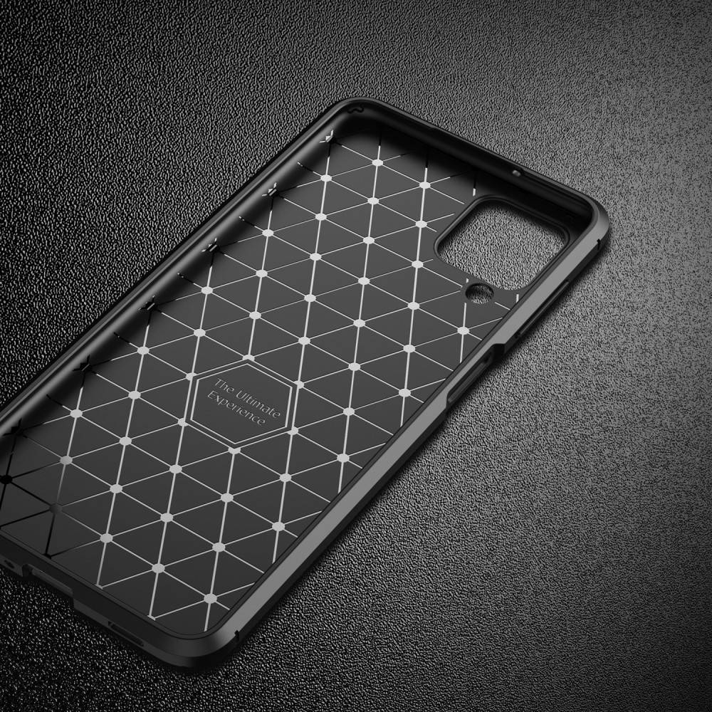 Samsung Galaxy A12 carbon fiber szilikon hátlap tok, (Kék) 0