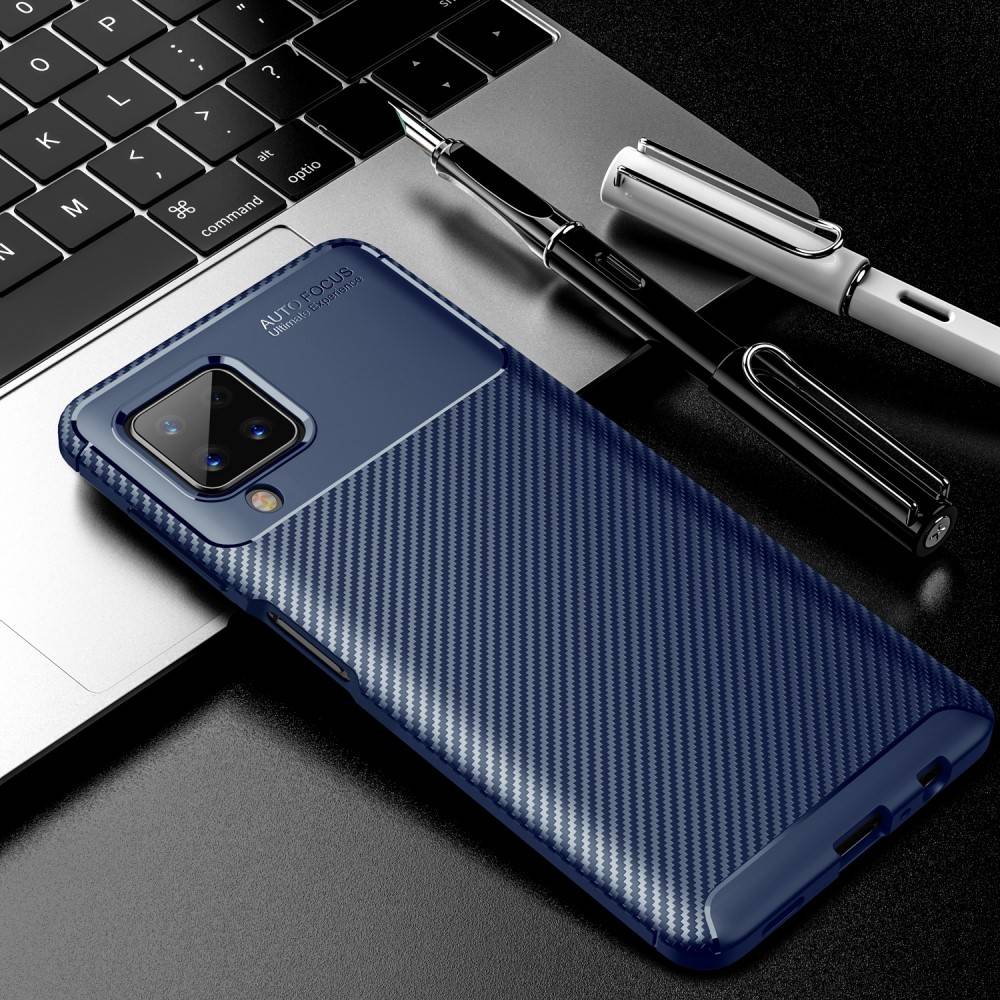 Samsung Galaxy A12 carbon fiber szilikon hátlap tok, (Kék) 1