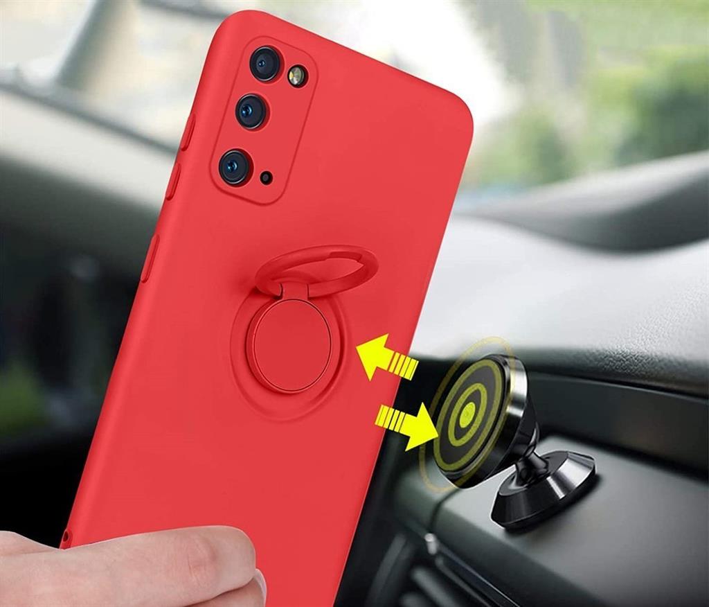 Samsung Galaxy A12 finger grip mágneses hátlap tok, (Piros) 5