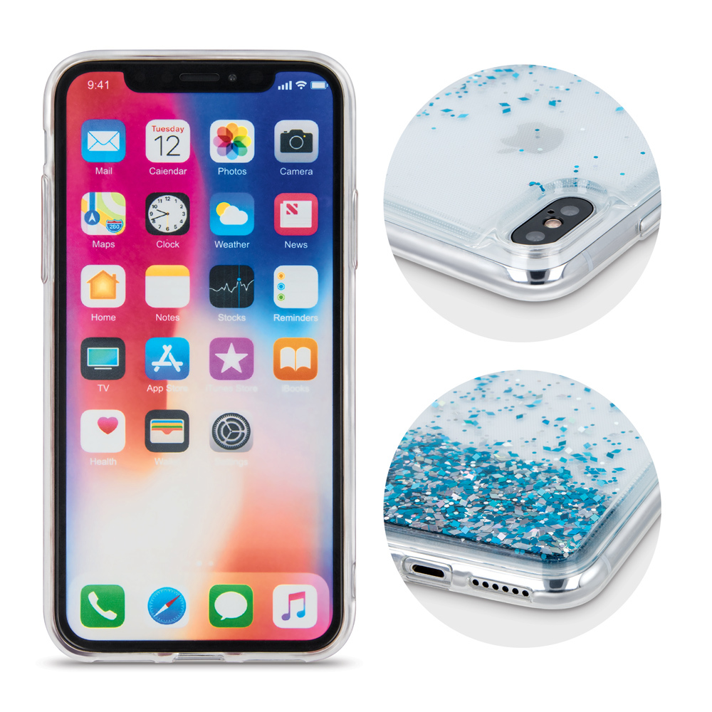 Samsung Galaxy A12 folyékony glitter hátlap tok (Kék) 2
