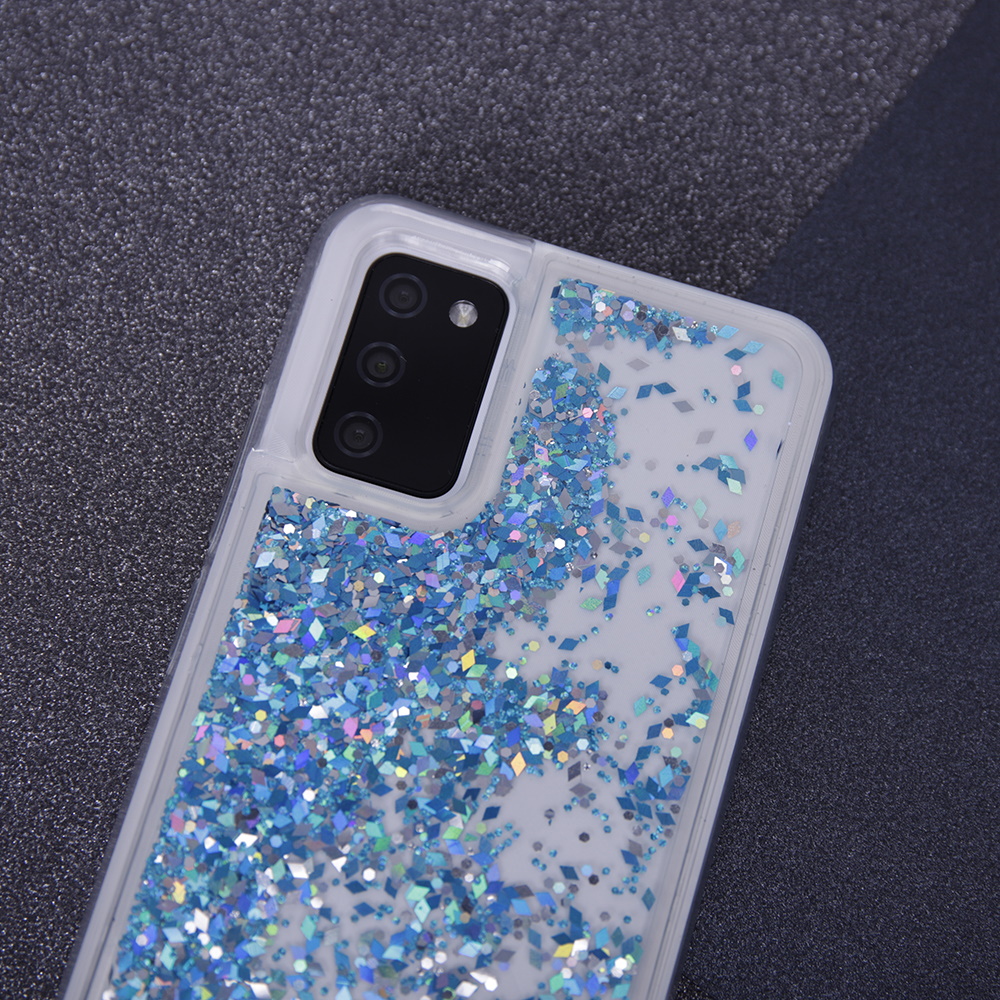 Samsung Galaxy A12 folyékony glitter hátlap tok (Kék) 3