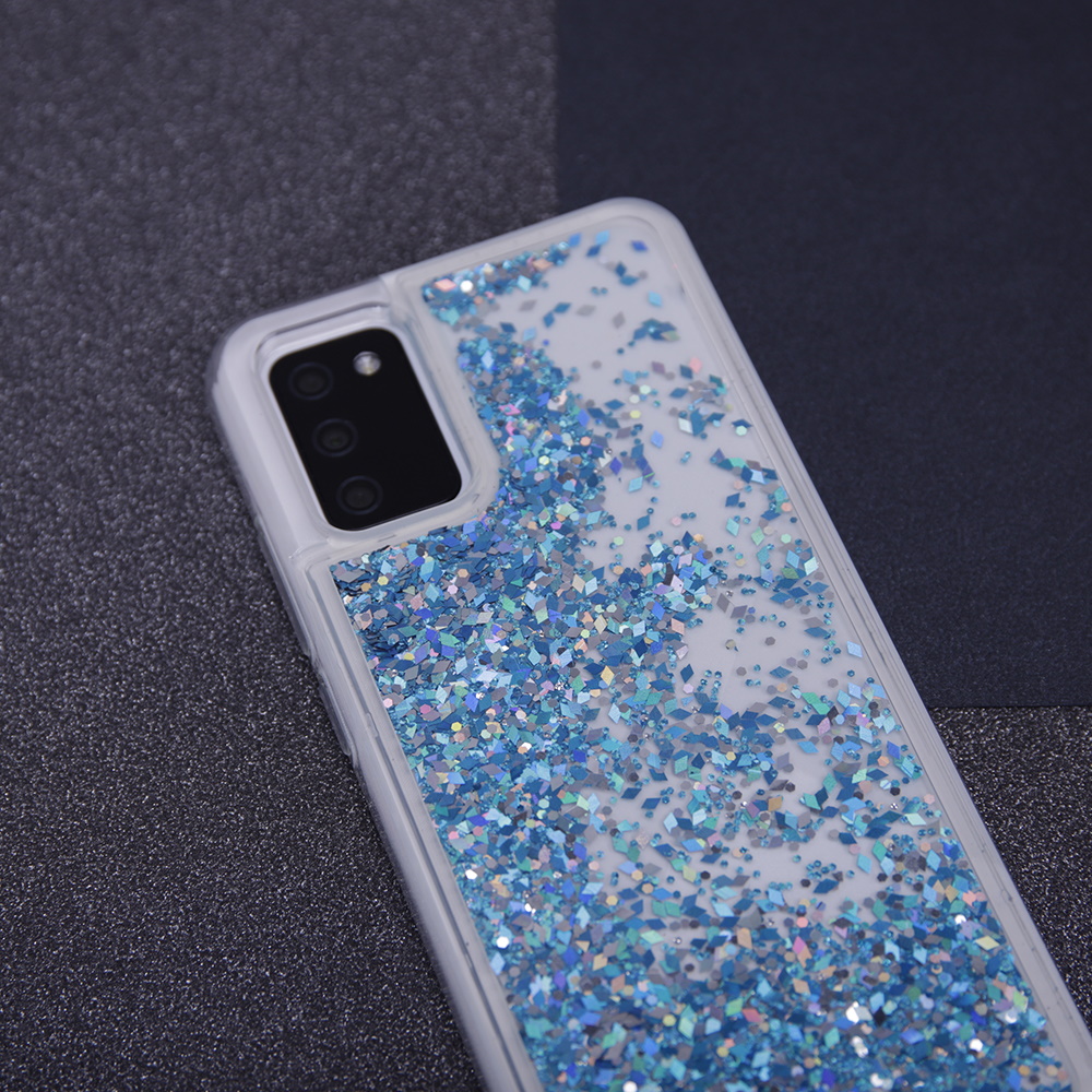Samsung Galaxy A12 folyékony glitter hátlap tok (Kék) 4