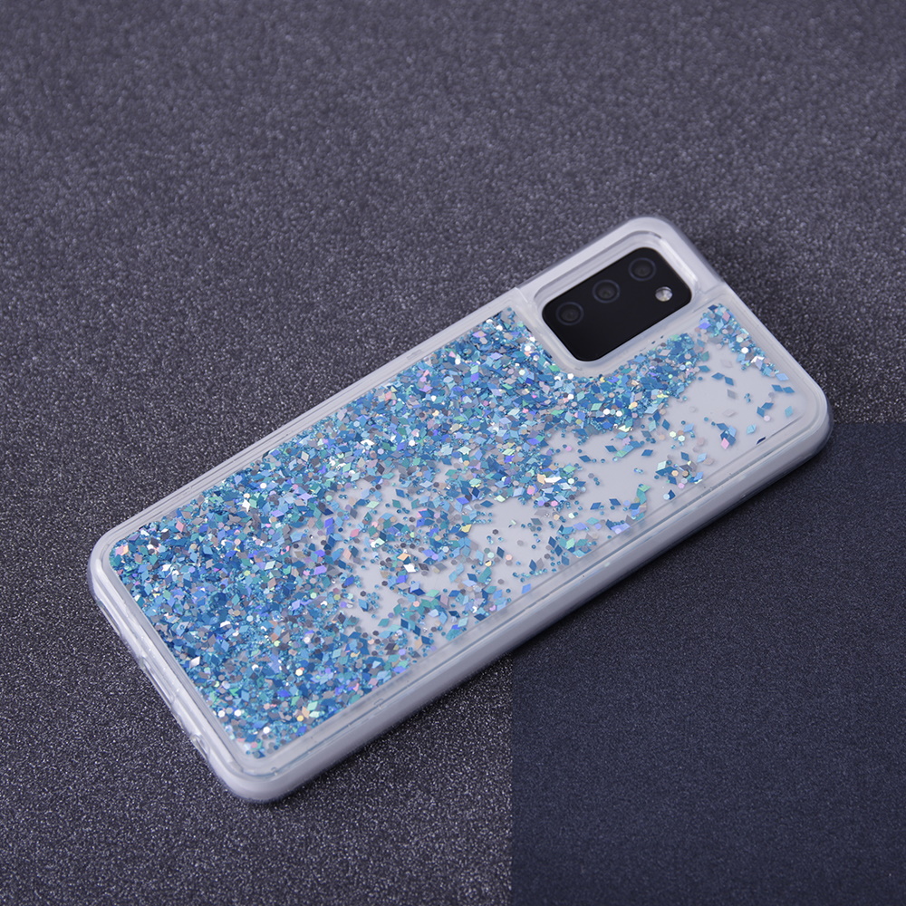Samsung Galaxy A12 folyékony glitter hátlap tok (Kék) 5