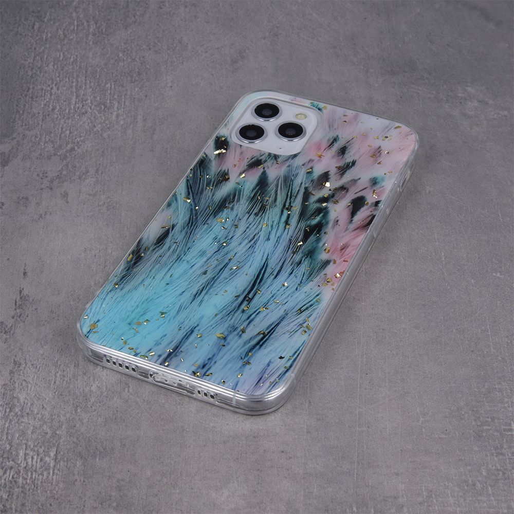 Samsung Galaxy A12 gold glam hátlap tok (Páva) 1