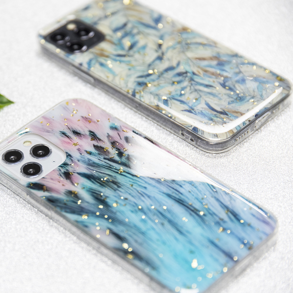 Samsung Galaxy A12 gold glam hátlap tok (Páva) 2