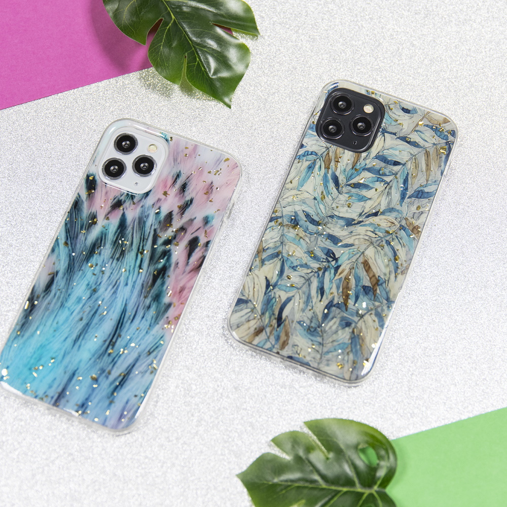 Samsung Galaxy A12 gold glam hátlap tok (Páva) 3