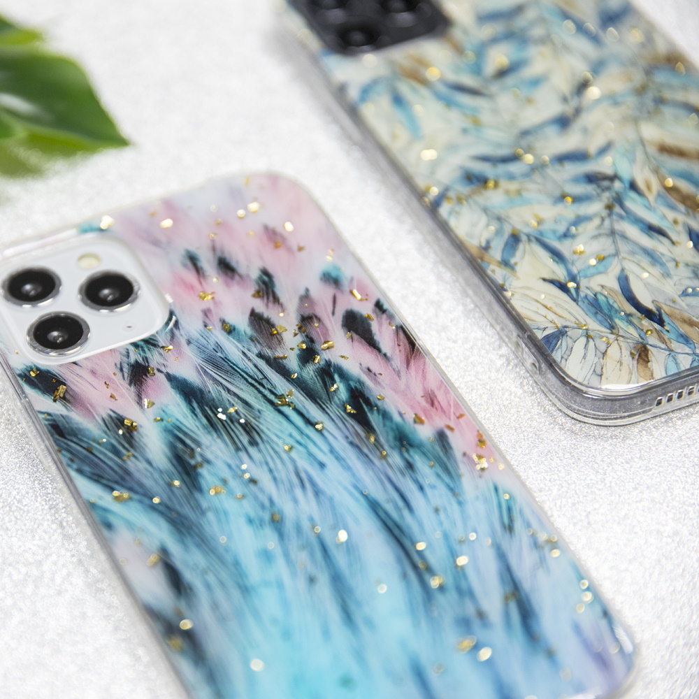 Samsung Galaxy A12 gold glam hátlap tok (Páva) 4