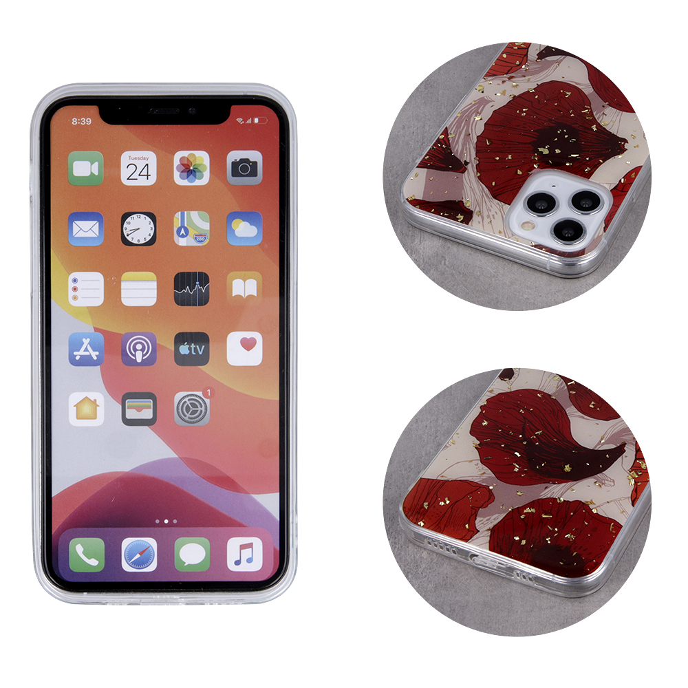 Samsung Galaxy A12 gold glam hátlap tok (Pipacs) 0