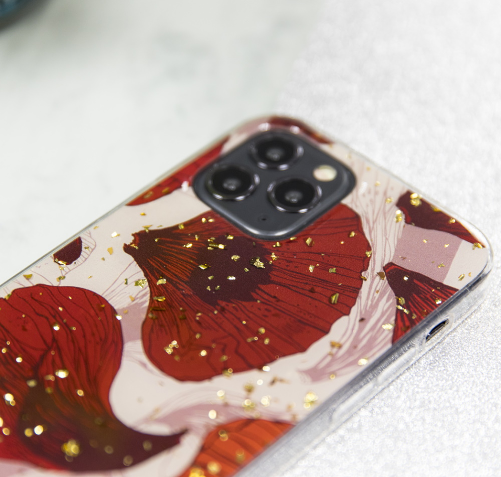 Samsung Galaxy A12 gold glam hátlap tok (Pipacs) 2