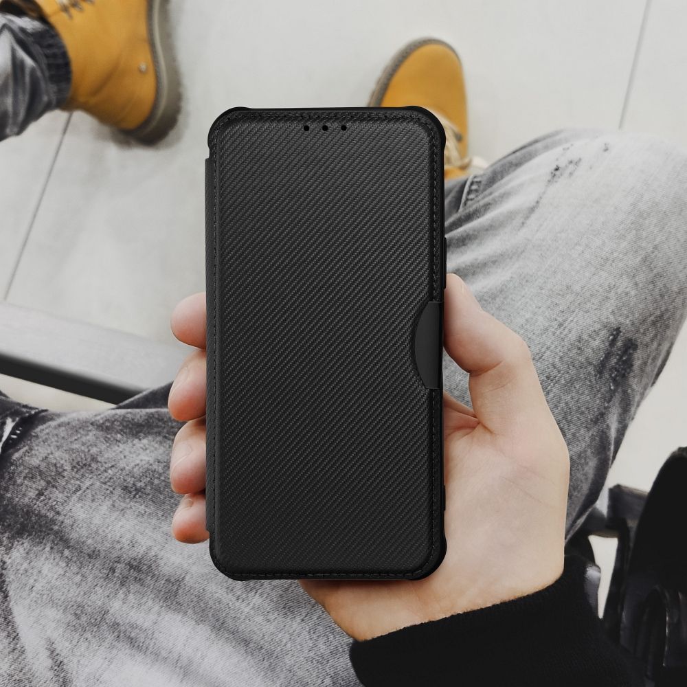 Samsung Galaxy A12 Razor mágneses ütésálló notesz tok, (Fekete) 0