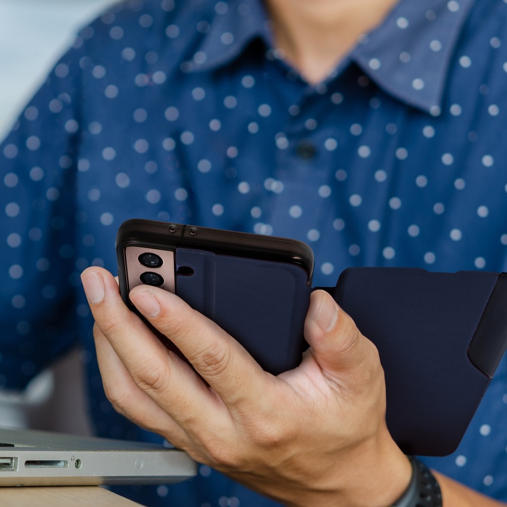 Samsung Galaxy A12 Smart view TPU notesz tok, (Kék) 3