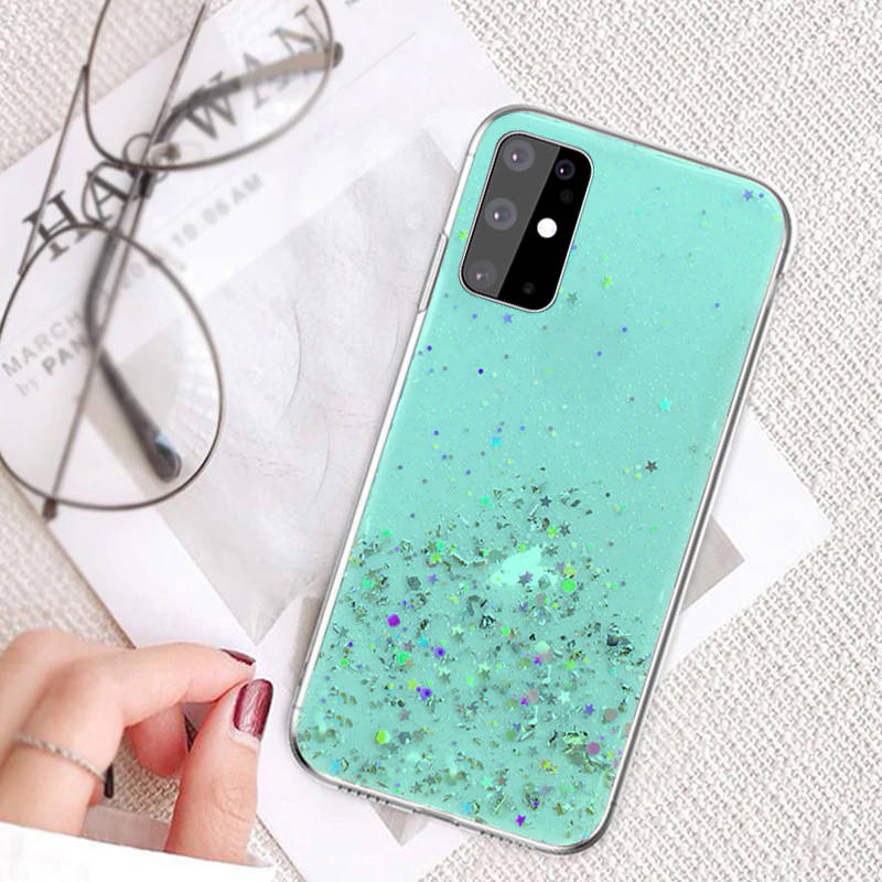 Samsung Galaxy A13 5G / A04S glue glitter hátlap tok (Zöld) 0