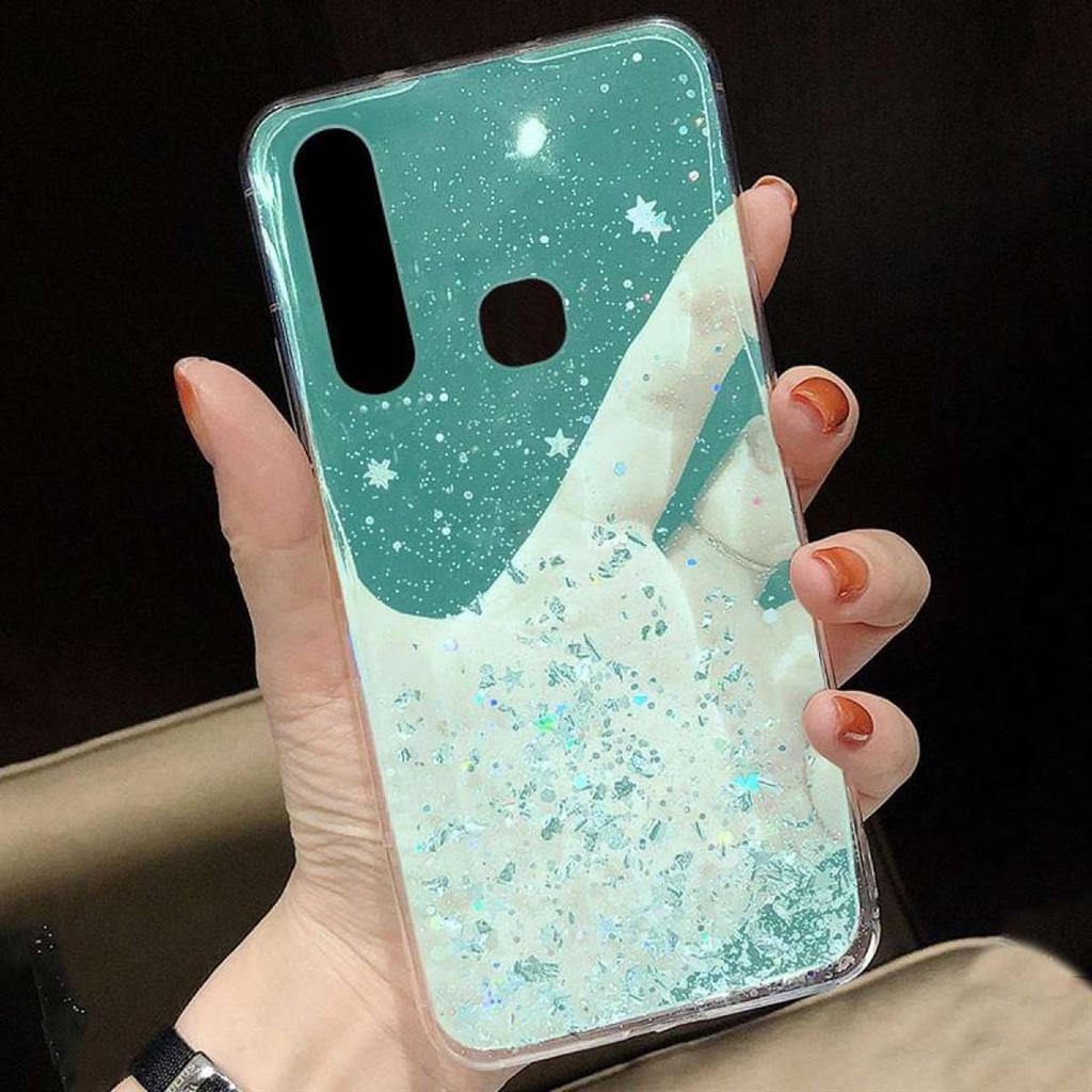 Samsung Galaxy A13 5G / A04S glue glitter hátlap tok (Zöld) 4