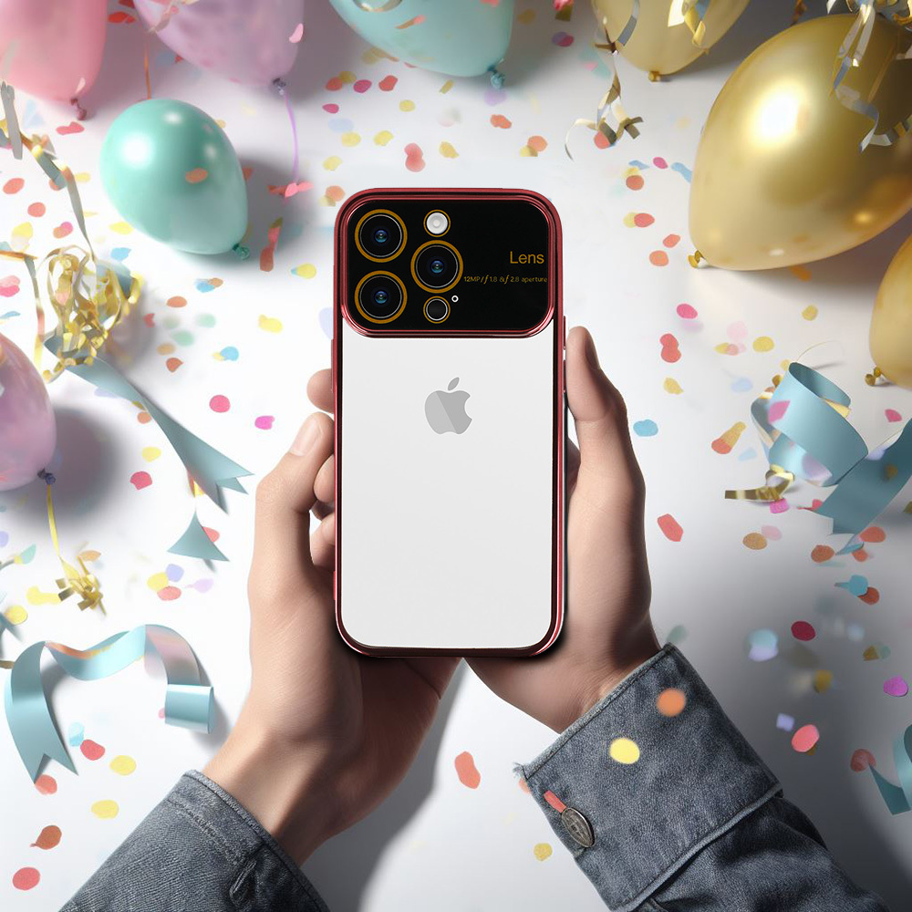 Samsung Galaxy A15 4G / Galaxy A15 5G electro lens kamera sziget védő hátlap tok (Piros)