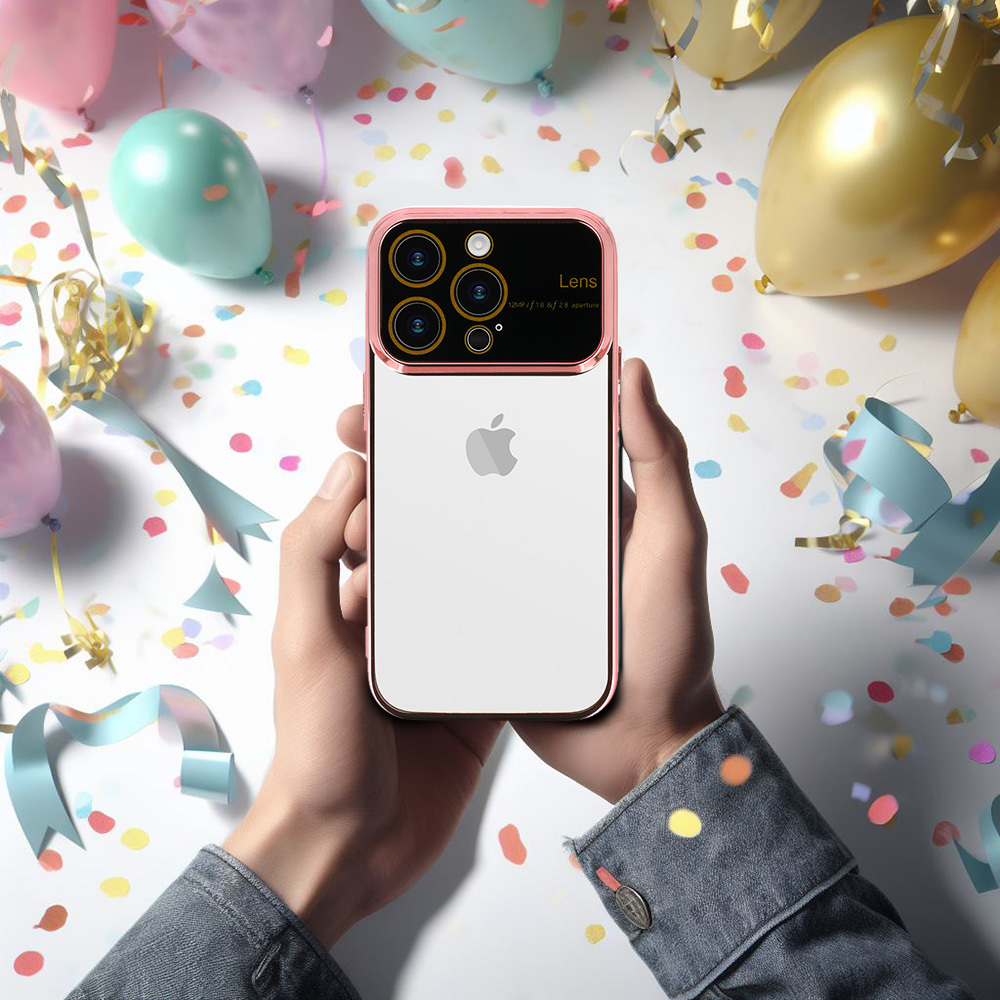 Samsung Galaxy A15 4G / Galaxy A15 5G electro lens kamera sziget védő hátlap tok (Rosegold)