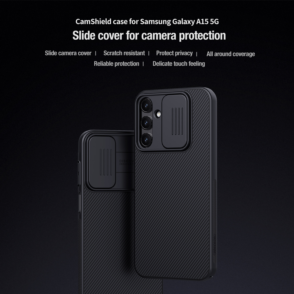 Samsung Galaxy A15 4G / Galaxy A15 5G Nillkin camshield hátlap tok (Fekete)