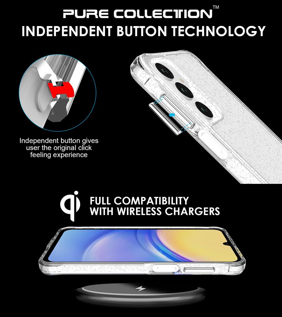 Samsung Galaxy A16 / Galaxy A36 5G TOKO Pure Glitter hátlap tok (Ezüst)