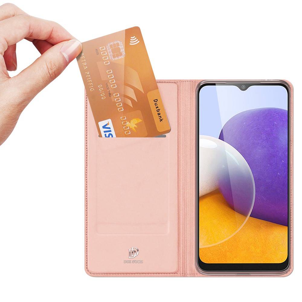 Samsung Galaxy A22 4G DUX DUCIS skin bőr notesz tok, (Pink)
