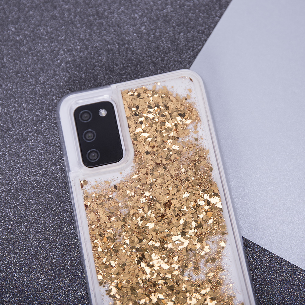 Samsung Galaxy A22 4G folyékony glitter hátlap tok (Arany)
