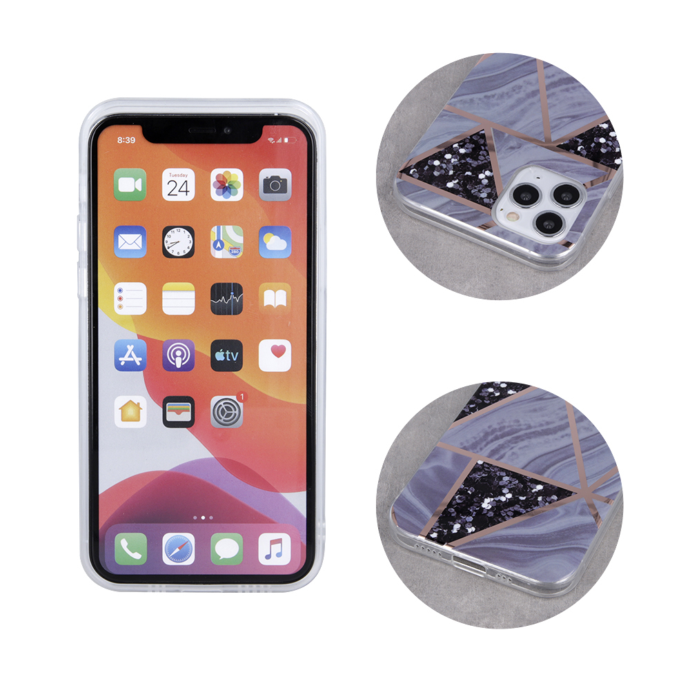 Samsung Galaxy A22 4G geometric marmur hátlap tok (Grafit)
