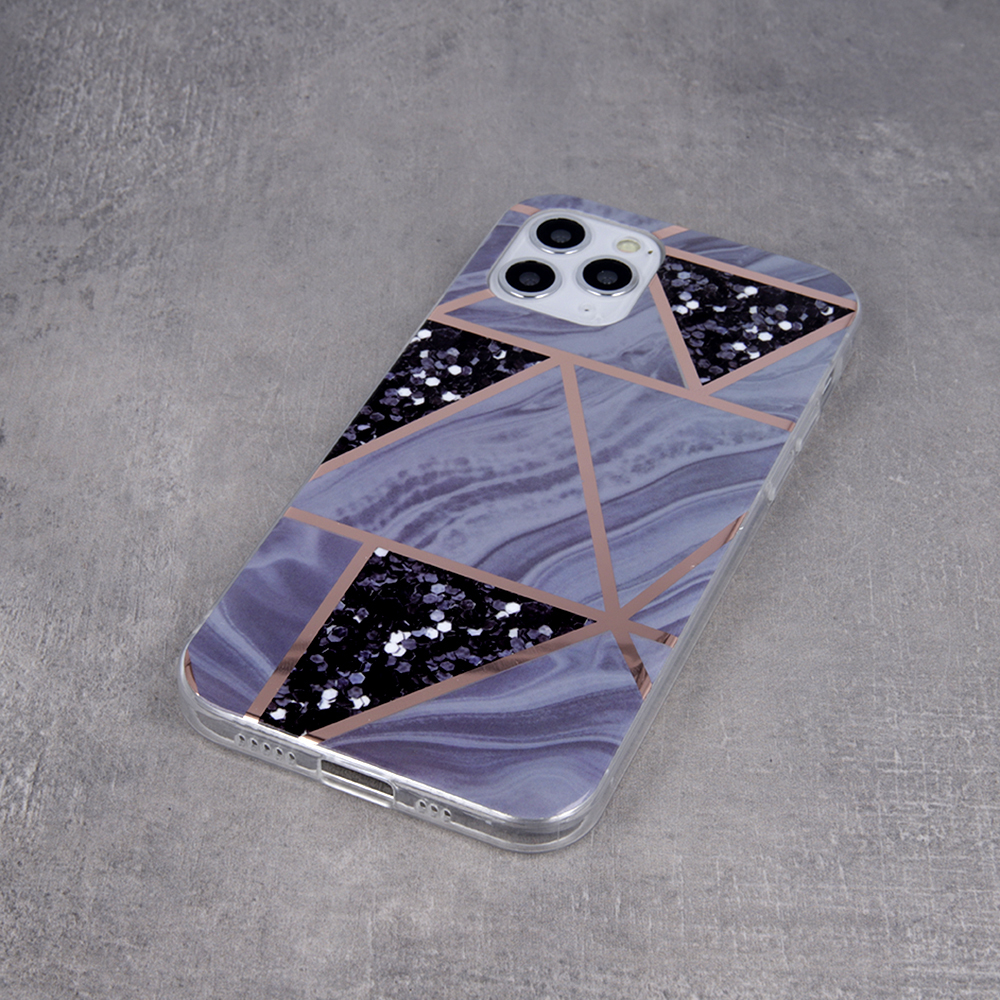 Samsung Galaxy A22 4G geometric marmur hátlap tok (Grafit)
