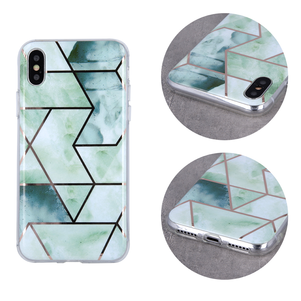 Samsung Galaxy A22 4G geometric marmur hátlap tok (Zöld)