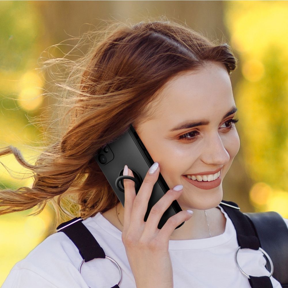 Samsung Galaxy A25 5G silicone ring hátlap tok (Fekete)