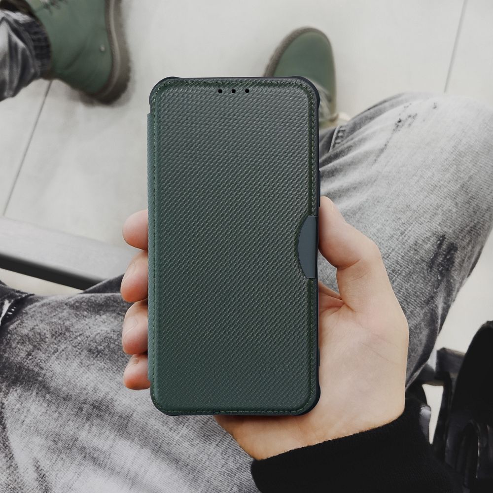 Samsung Galaxy A32 4G Razor mágneses ütésálló notesz tok, (Sötétzöld) 0
