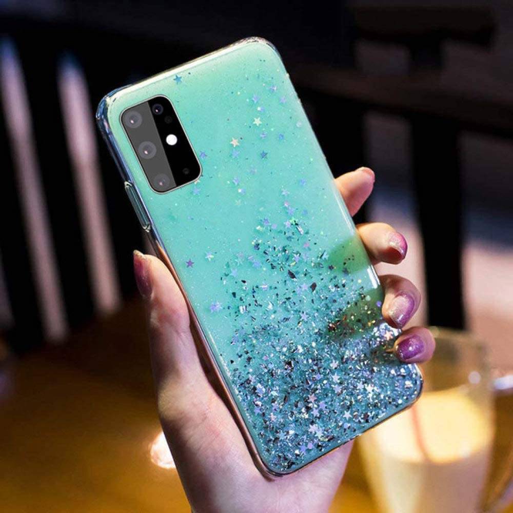 Samsung Galaxy A32 5G glue glitter hátlap tok, (Menta) 3