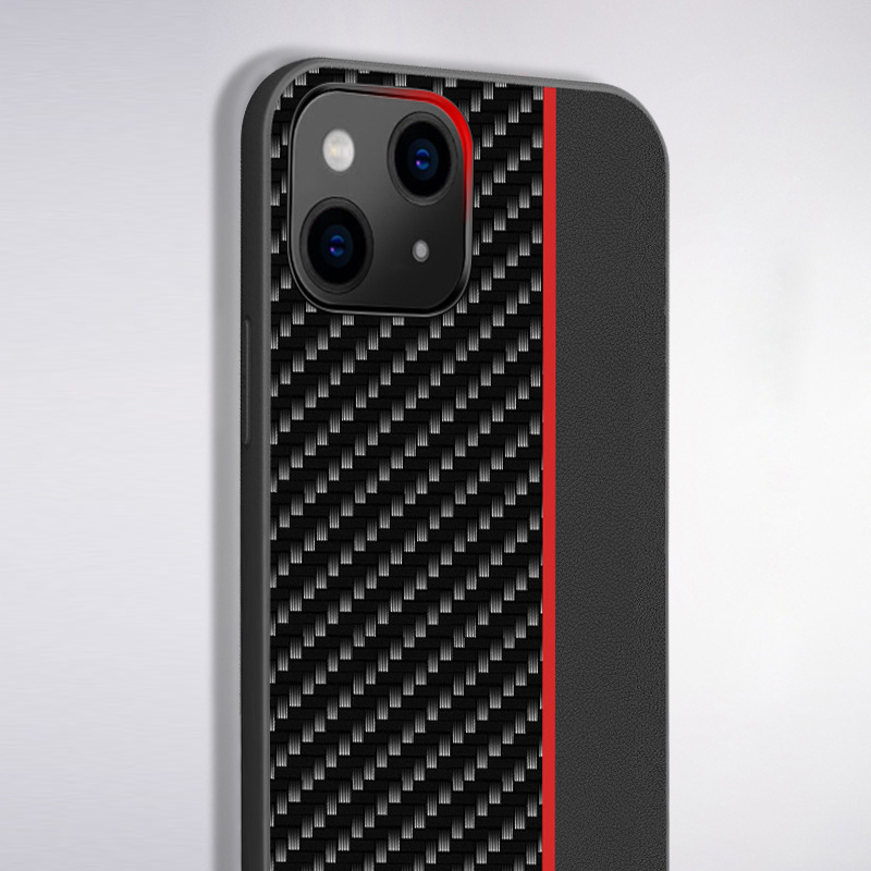 Samsung Galaxy A32 5G MOTO carbon hátlap tok (Fekete Piros Csíkkal) 0