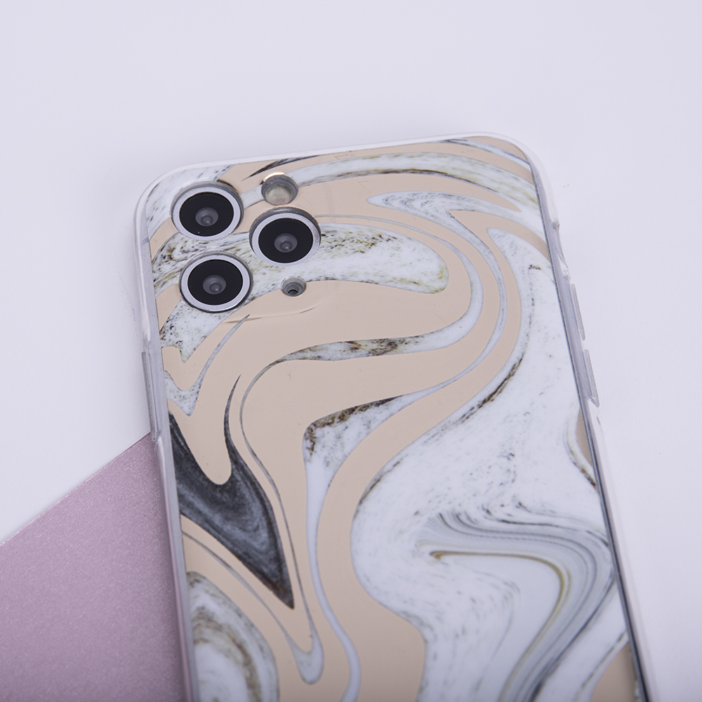 Samsung Galaxy A32 5G wave márvány mintás szilikon hátlap tok (Fehér-Arany) 0