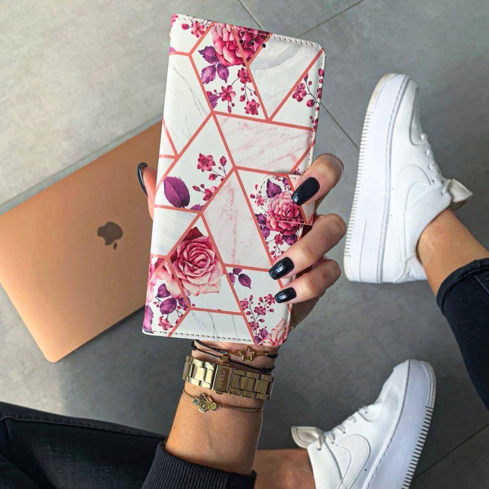 Samsung Galaxy A33 5G Tech Protect Wallet Floral notesz tok (rózsa minta) 1