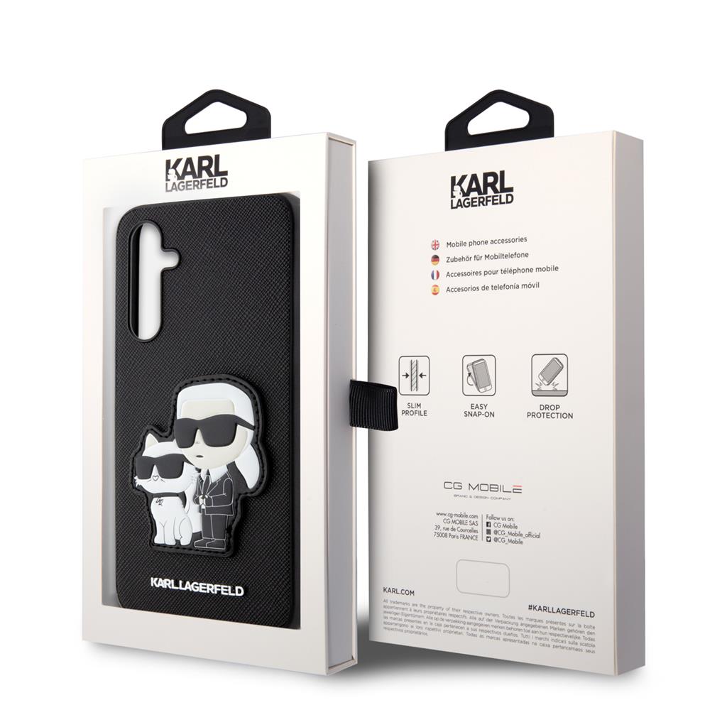 Samsung Galaxy A34 5G Karl Lagerfeld Saffiano Karl and Choupette NFT prémium hátlap tok (Fekete - KLHCA34SANKCPK) 2