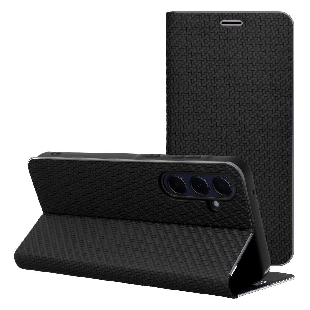 Samsung Galaxy A35 Lunca carbon notesz tok (Fekete)