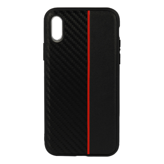 Samsung Galaxy A50 MOTO carbon hátlap tok, (fekete piros fonallal)