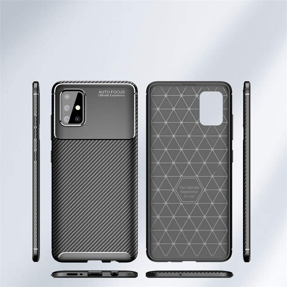 Samsung Galaxy A51 carbon fiber szilikon hátlap tok, (Fekete) 0