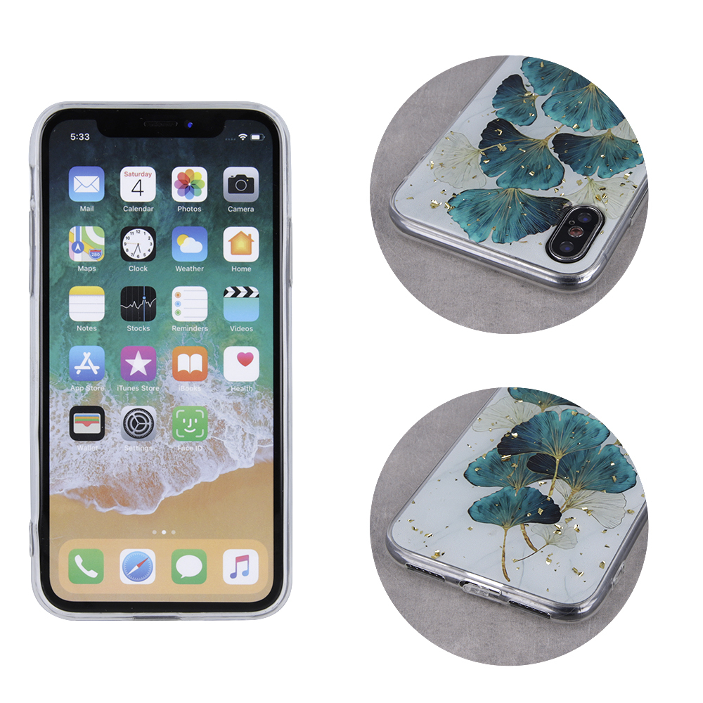 Samsung Galaxy A51 gold glam hátlap tok (Levelek)