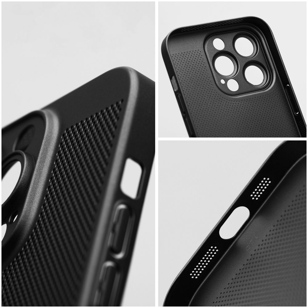 Samsung Galaxy A52 4G / Galaxy A52 5G / Galaxy A52s 5G Breezy lyukacsos műanyag hátlap tok (Fekete) 4