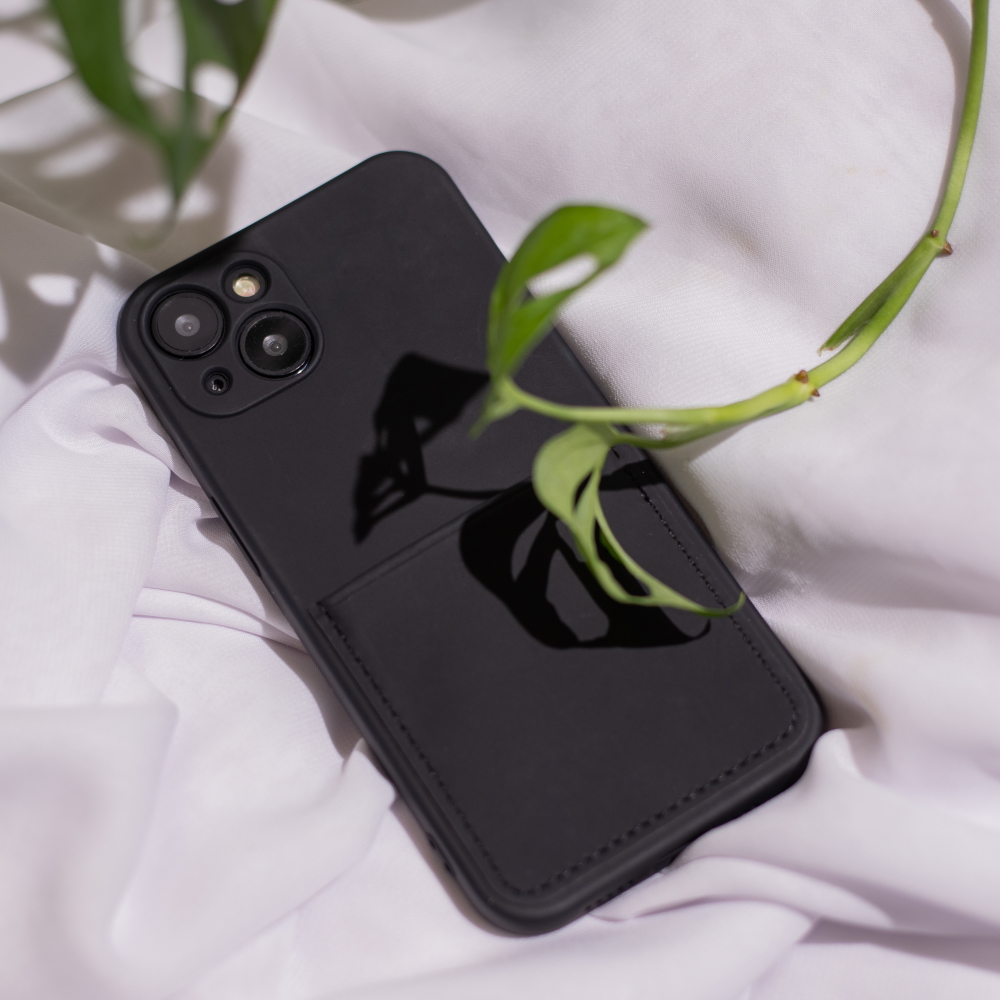 Samsung Galaxy A52 4G / Galaxy A52 5G / Galaxy A52s 5G kártyatartós szilikon hátlap tok (Fekete)