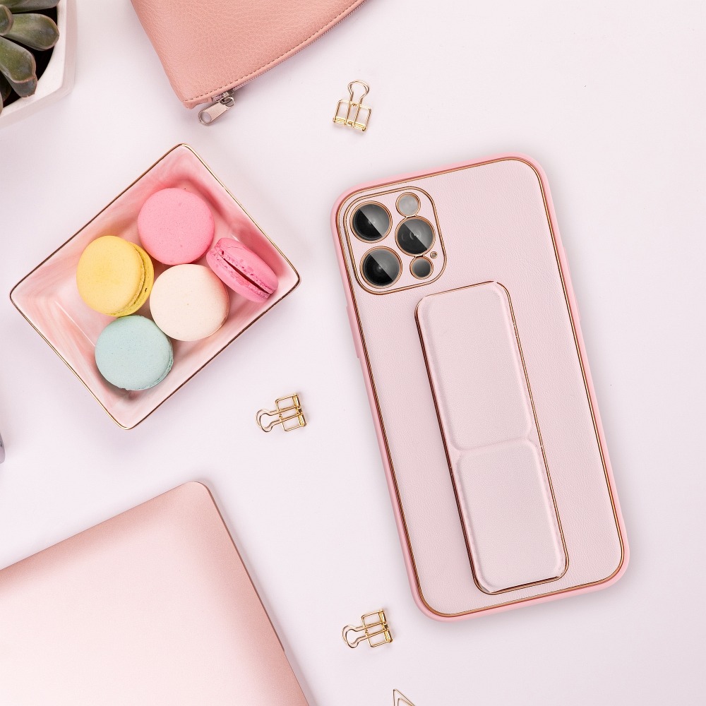 Samsung Galaxy A52 4G/A52 5G/A52s 5G bőr védőtok kihúzható állvánnyal, mágneses autós tartó kompatibilis  (Rózsaszín) 2