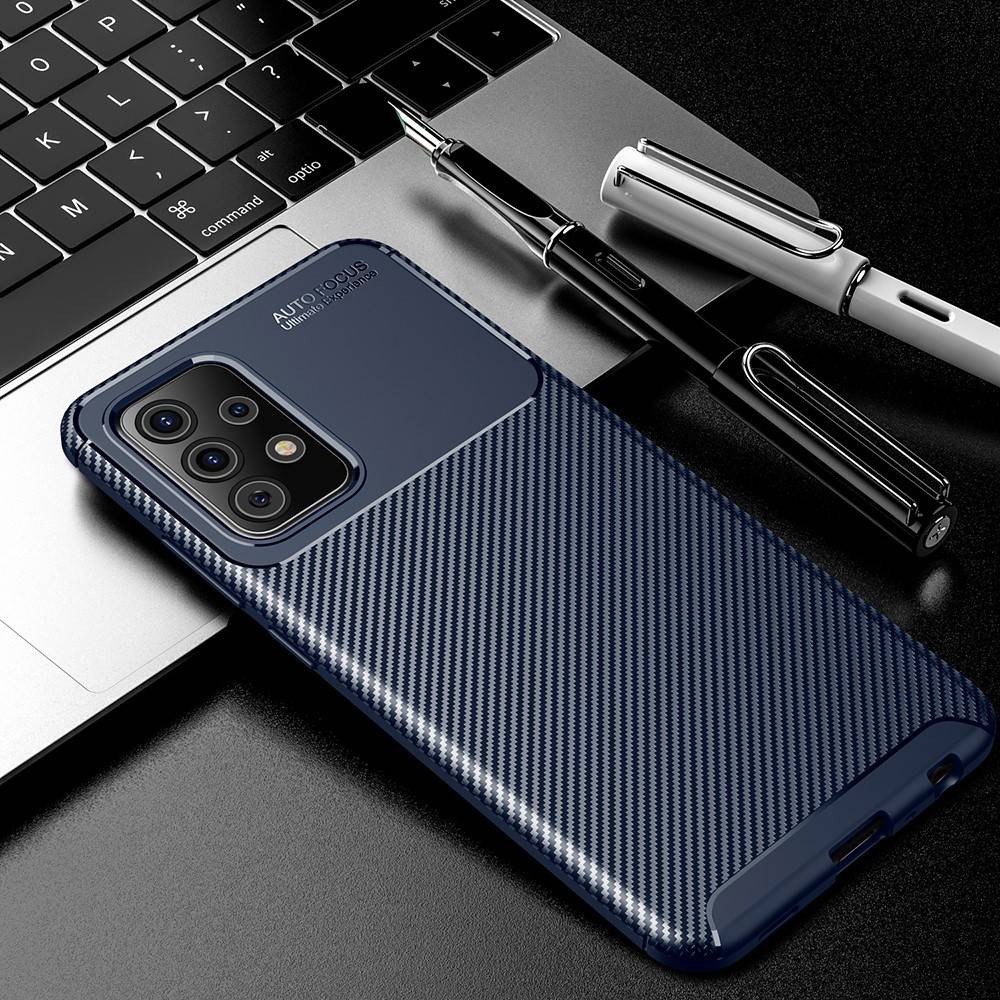 Samsung Galaxy A52 4G/A52 5G/A52s 5G carbon fiber szilikon hátlap tok (Kék) 1