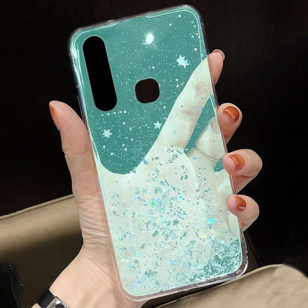 Samsung Galaxy A52 4G/A52 5G/A52s 5G glue glitter hátlap tok (Menta)