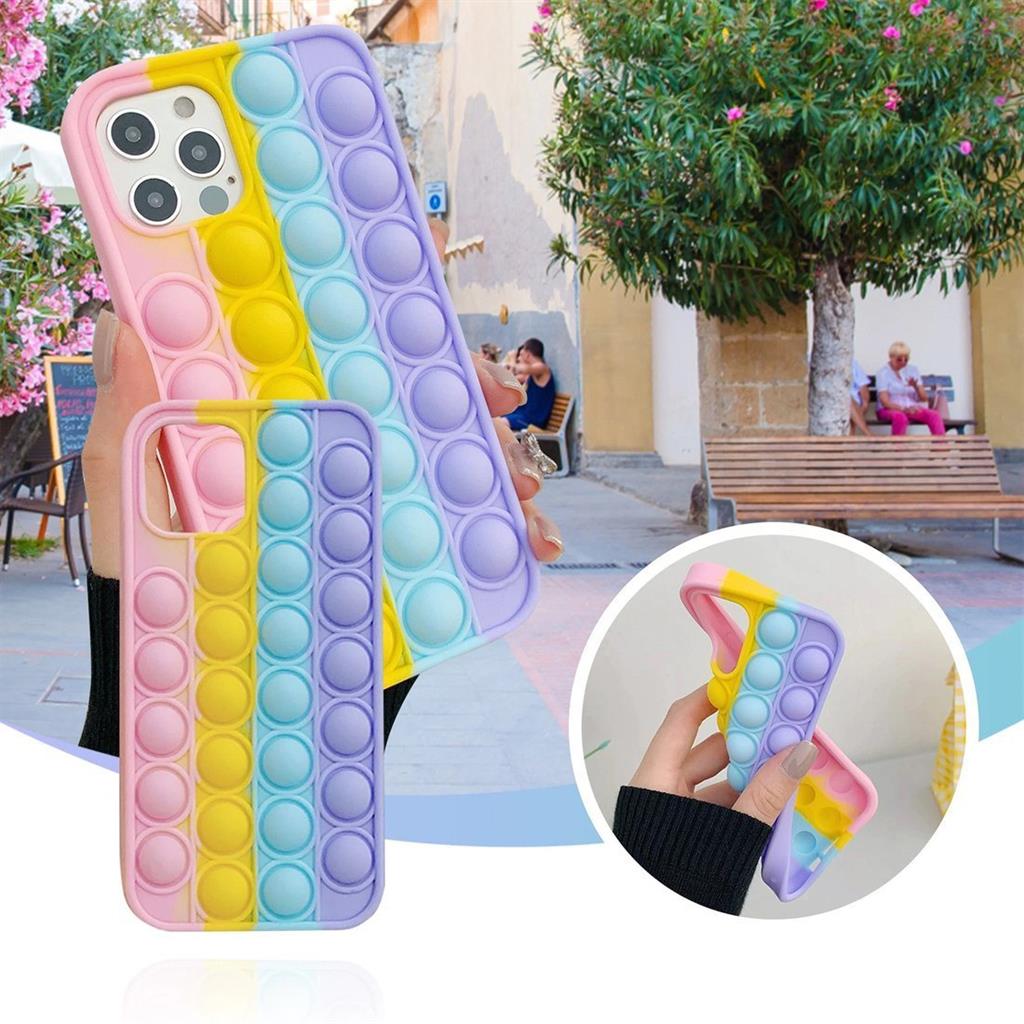 Samsung Galaxy A52 4G/A52 5G/A52s 5G push bubble hátlap tok (pink-sárga-kék-lila)