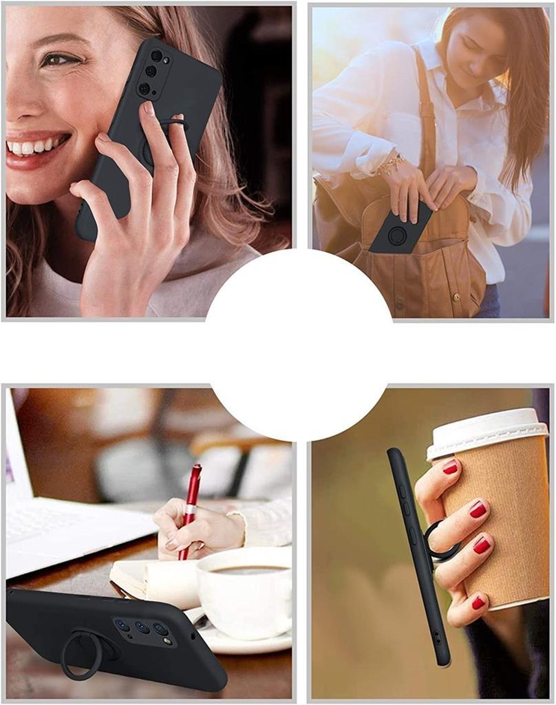 Samsung Galaxy A52 4G/A52 5G/A52s 5G silicone ring hátlap tok (Fekete)